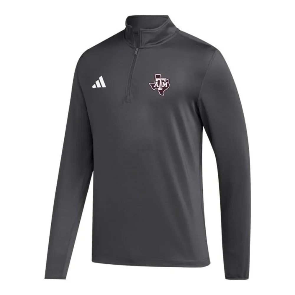 Adidas Texas A&M Aggies Coaches Long Sleeve Quarter Zip Pullover Grey XL